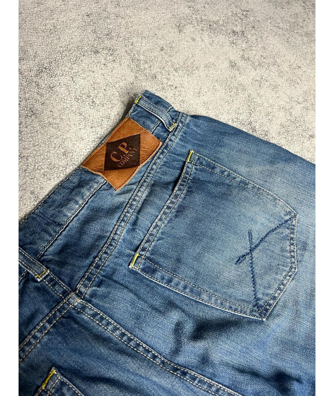 CP COMPANY Синие хлопко-леновые прямые джинсы, фото 6