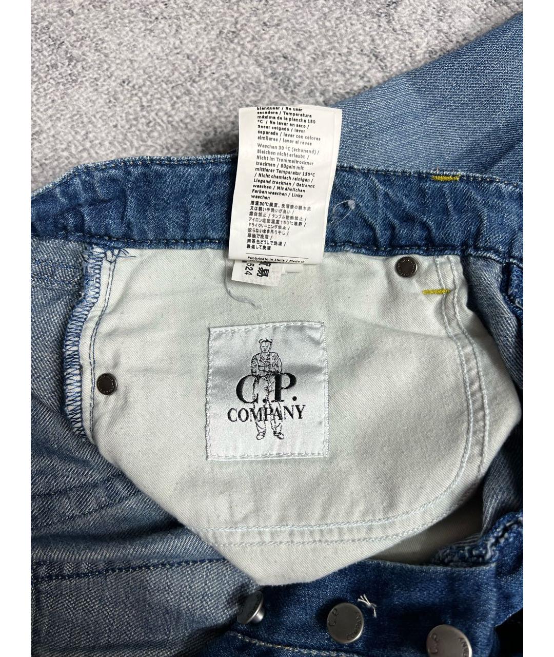 CP COMPANY Синие хлопко-леновые прямые джинсы, фото 7