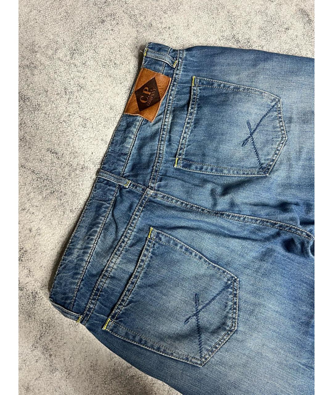 CP COMPANY Синие хлопко-леновые прямые джинсы, фото 5