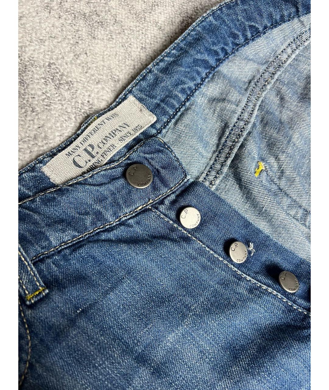 CP COMPANY Синие хлопко-леновые прямые джинсы, фото 4