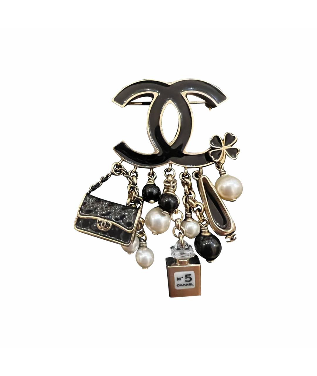 CHANEL Черная латунная булавка / брошь, фото 1