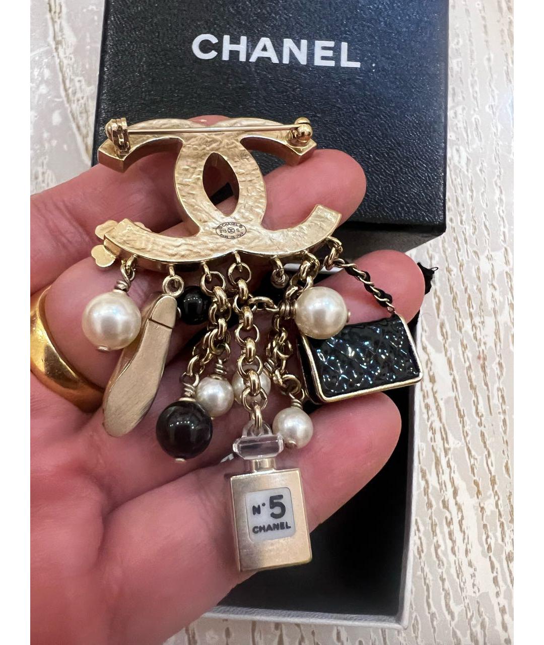 CHANEL Черная латунная булавка / брошь, фото 3