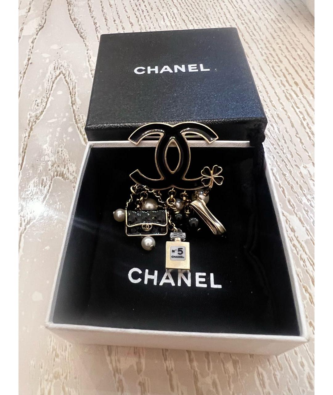 CHANEL Черная латунная булавка / брошь, фото 5