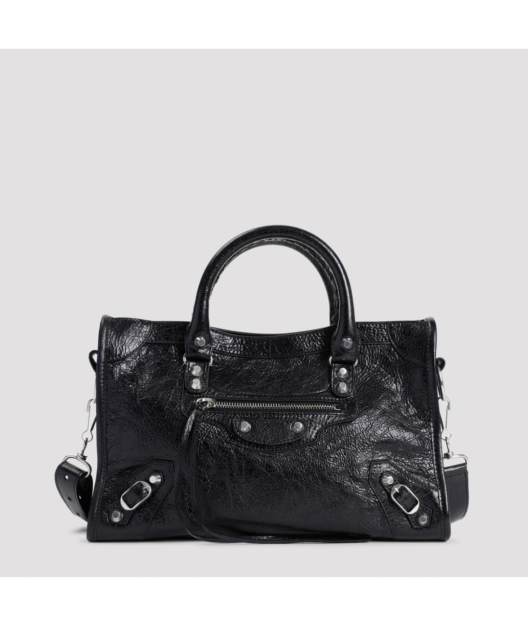 BALENCIAGA Черная кожаная сумка тоут, фото 3