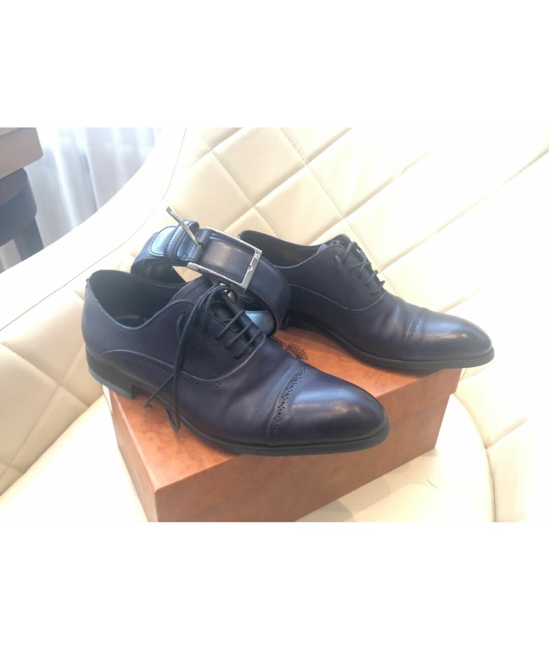 BARRETT Темно-синие кожаные туфли, фото 2