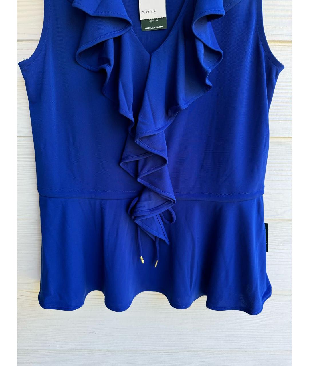 RALPH LAUREN Синяя вискозная блузы, фото 2