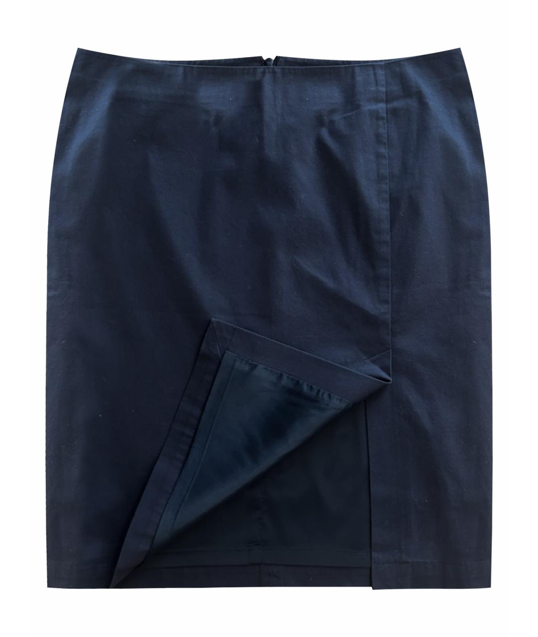ARMANI JEANS Темно-синяя хлопковая юбка миди, фото 1