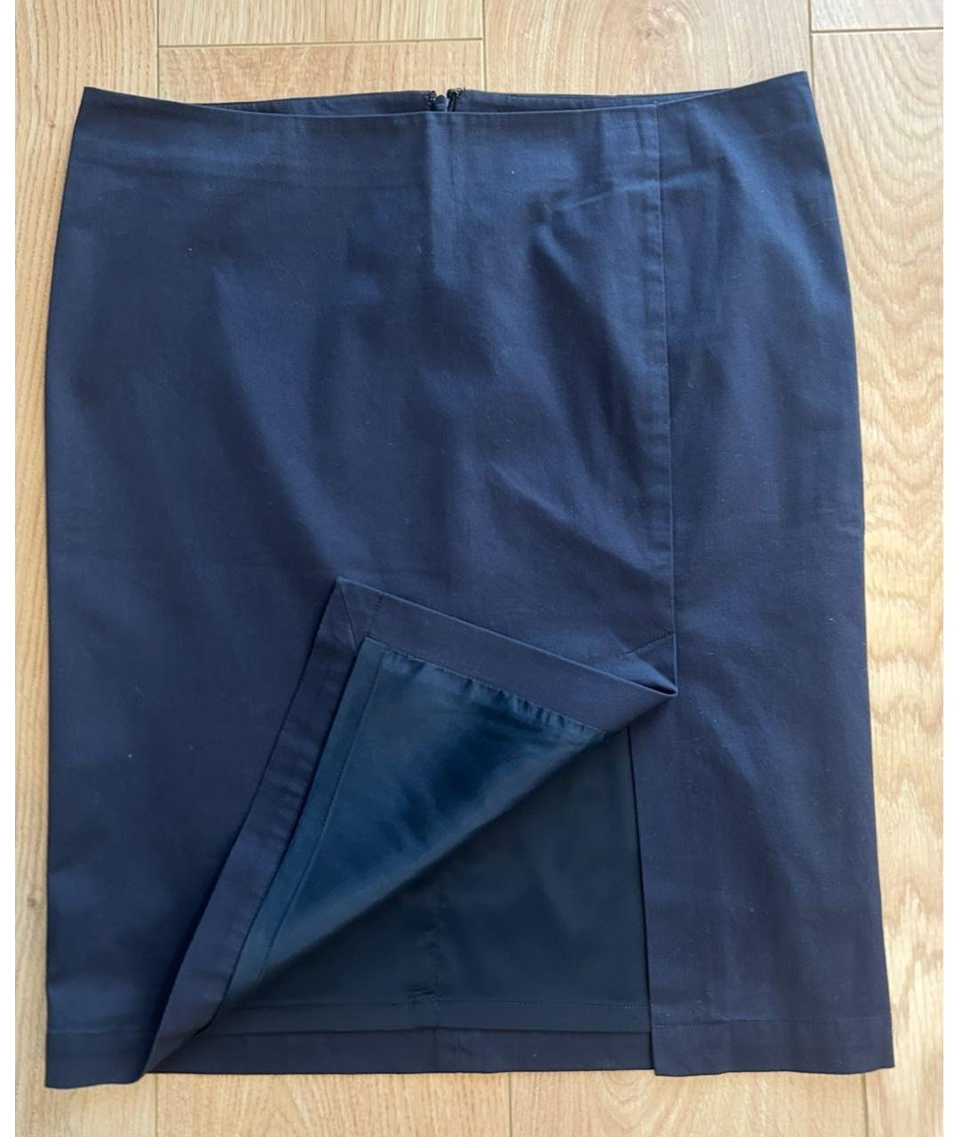 ARMANI JEANS Темно-синяя хлопковая юбка миди, фото 5
