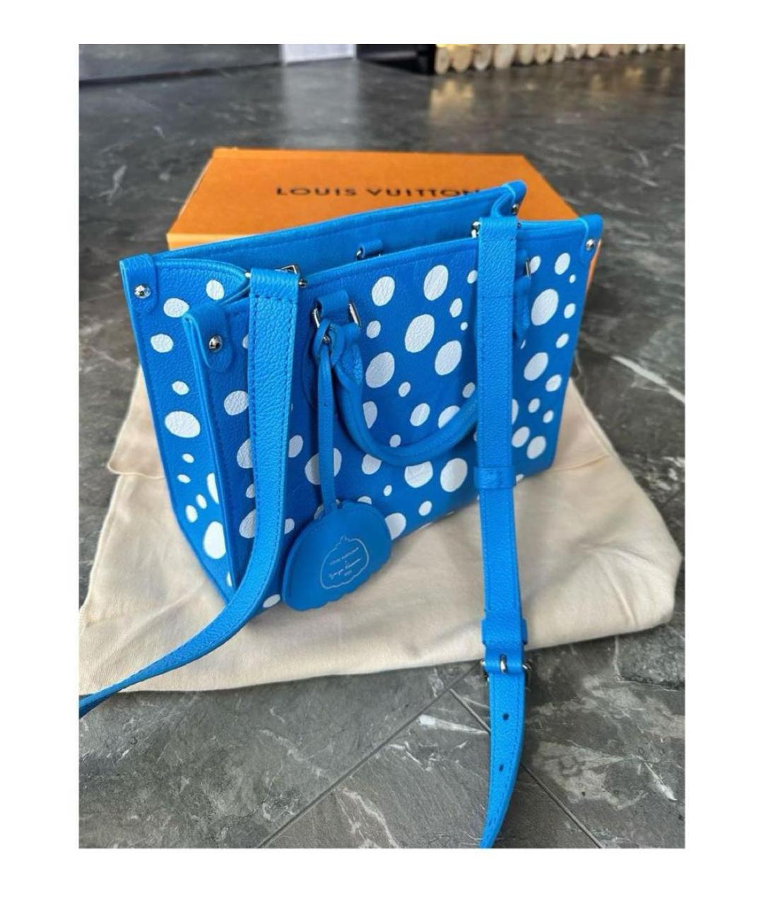 LOUIS VUITTON Голубая кожаная сумка тоут, фото 5