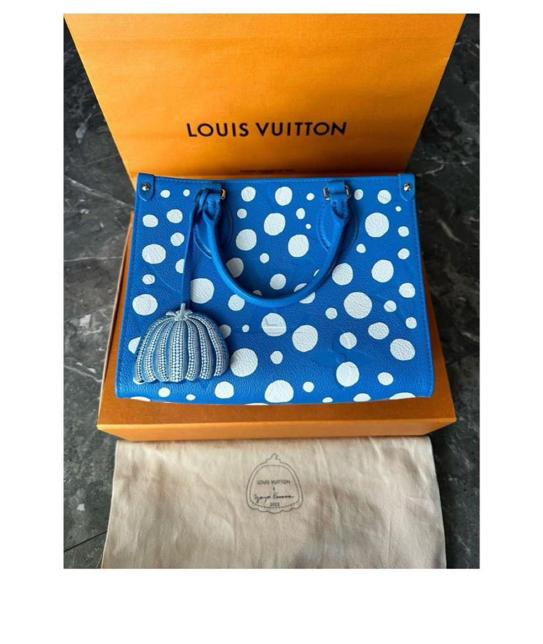 LOUIS VUITTON Голубая кожаная сумка тоут, фото 7