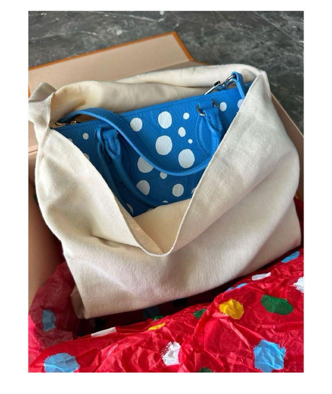 LOUIS VUITTON Голубая кожаная сумка тоут, фото 6