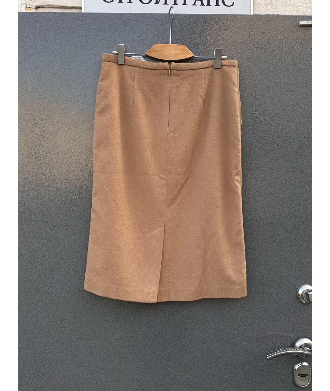MAX MARA Бежевая шерстяная юбка миди, фото 4