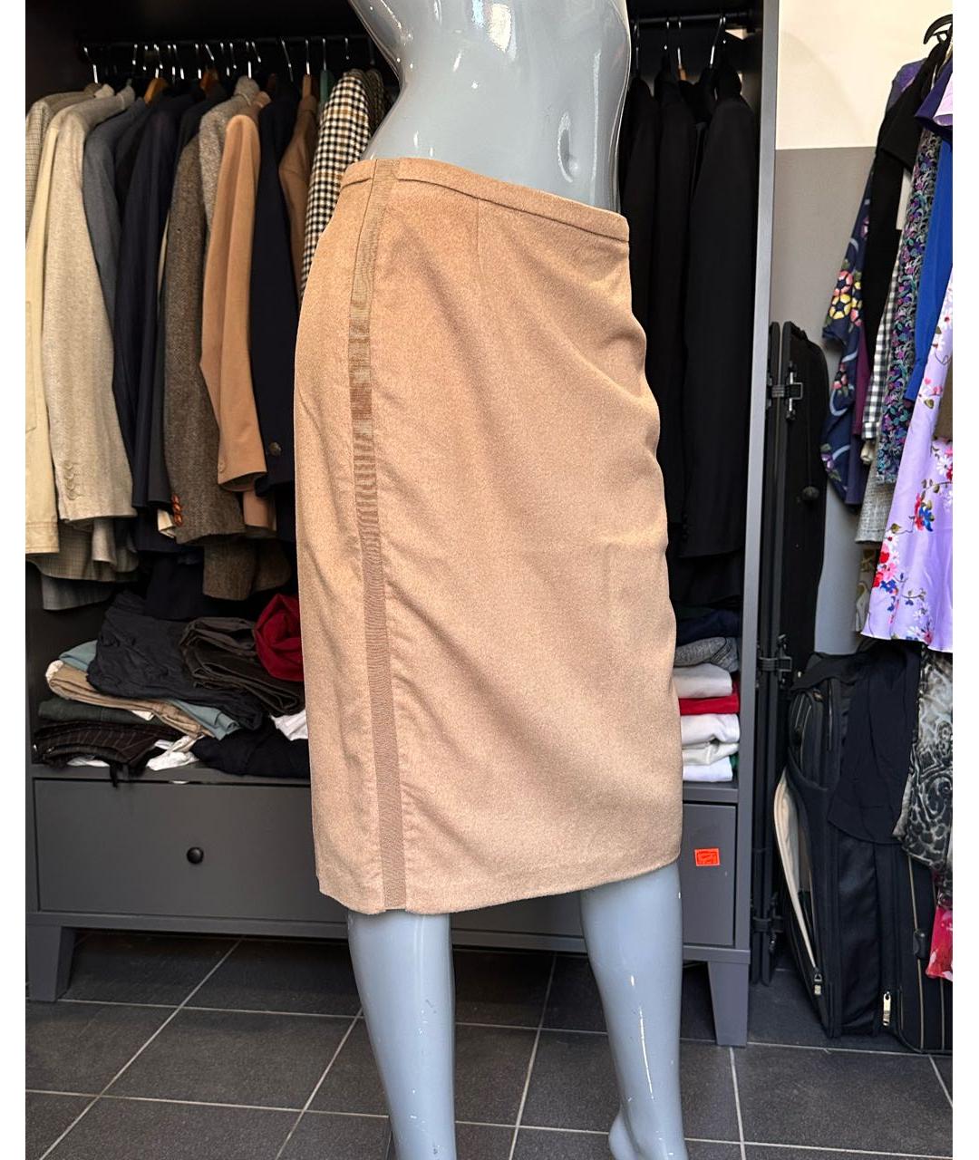 MAX MARA Бежевая шерстяная юбка миди, фото 2