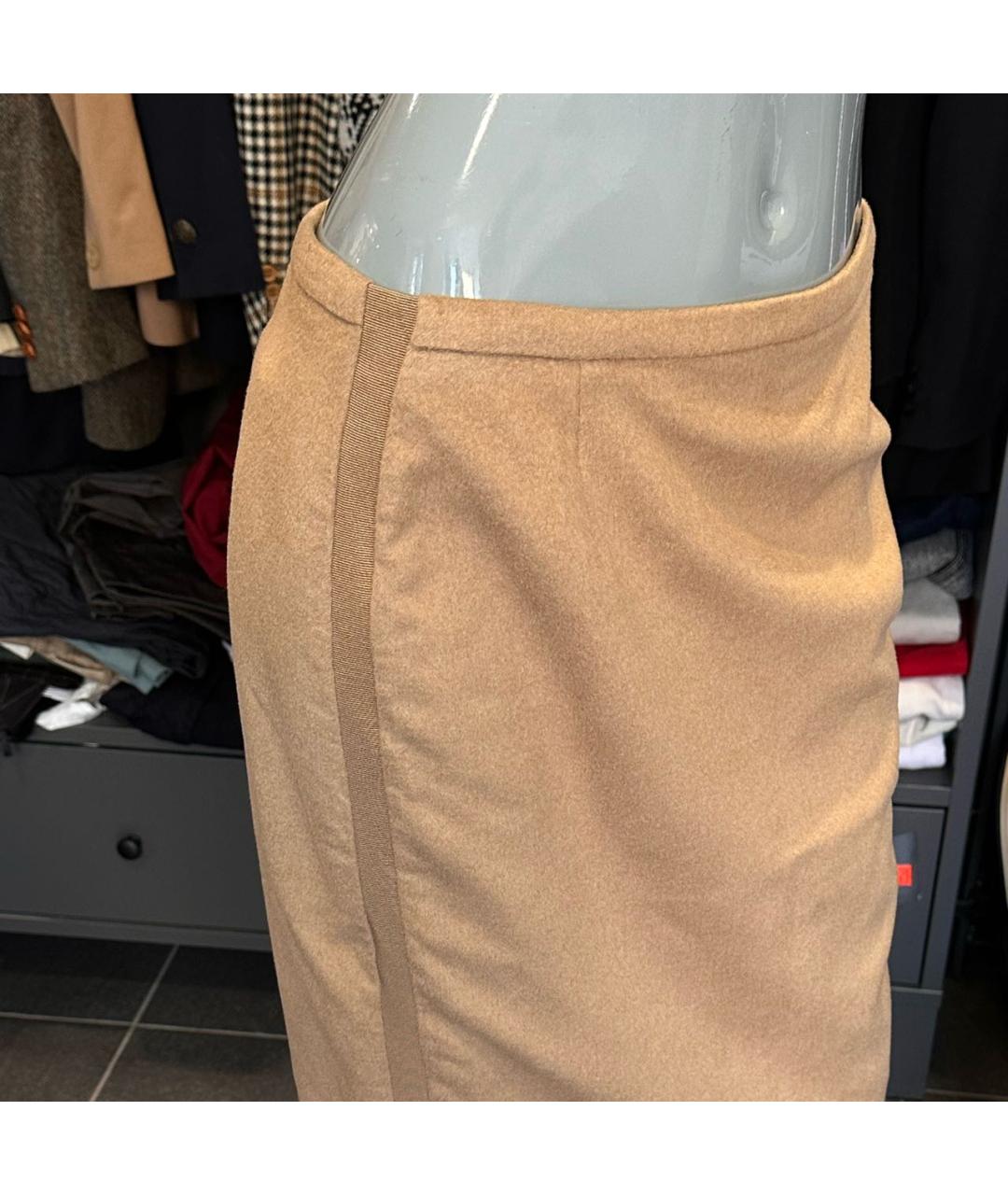 MAX MARA Бежевая шерстяная юбка миди, фото 5