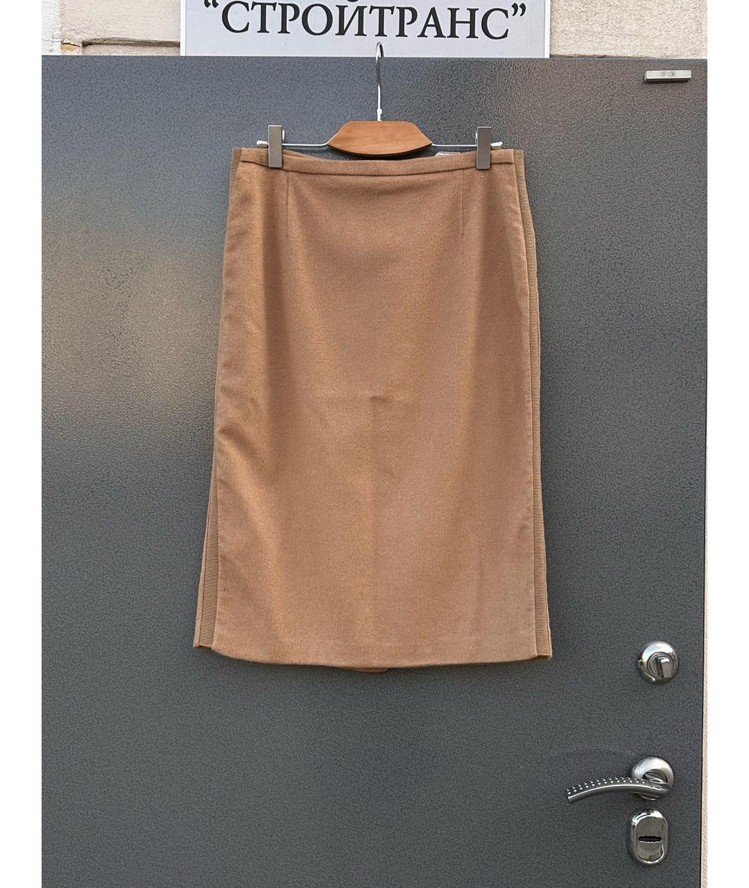 MAX MARA Бежевая шерстяная юбка миди, фото 7