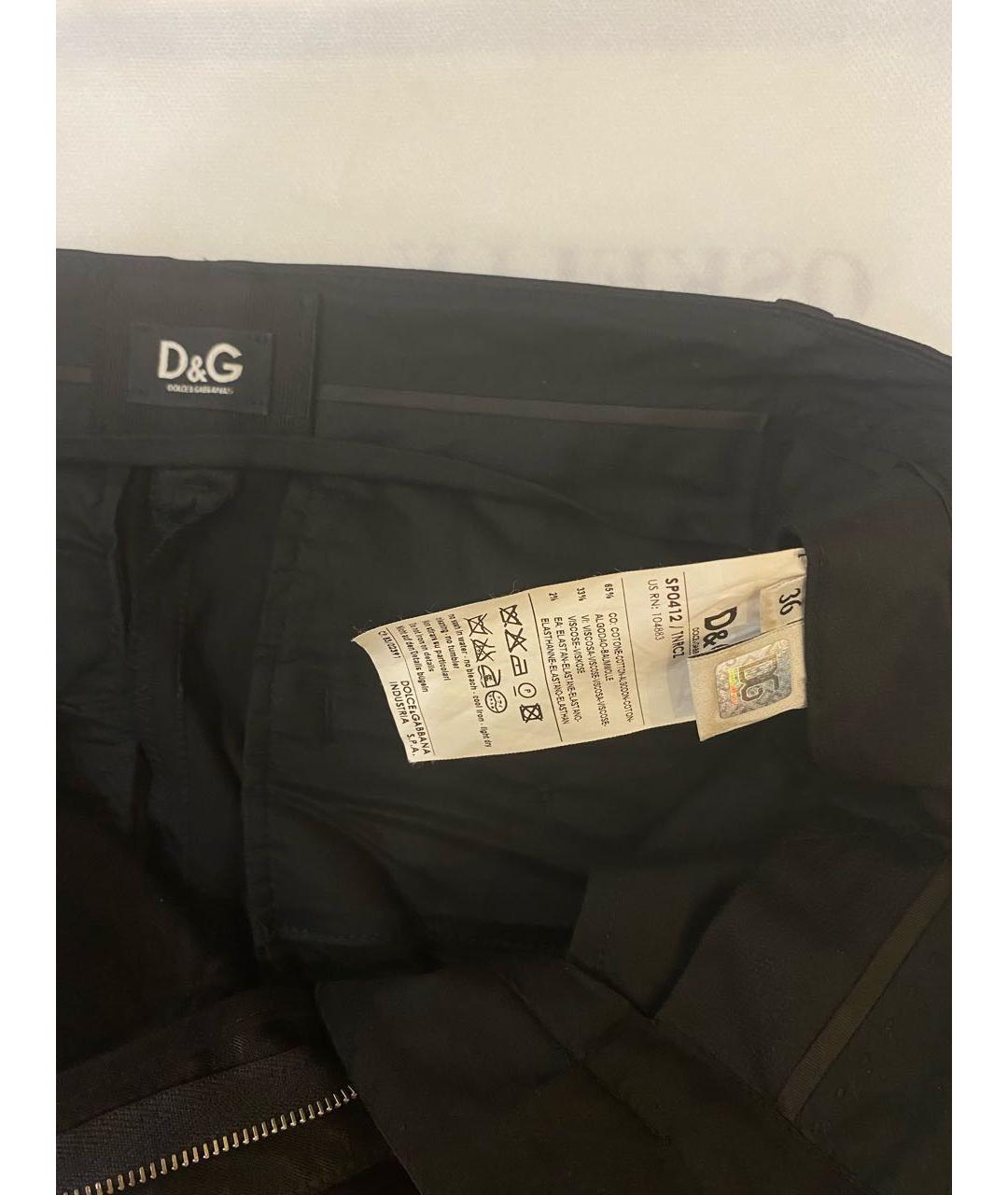 DOLCE&GABBANA Черные хлопко-эластановые прямые брюки, фото 3