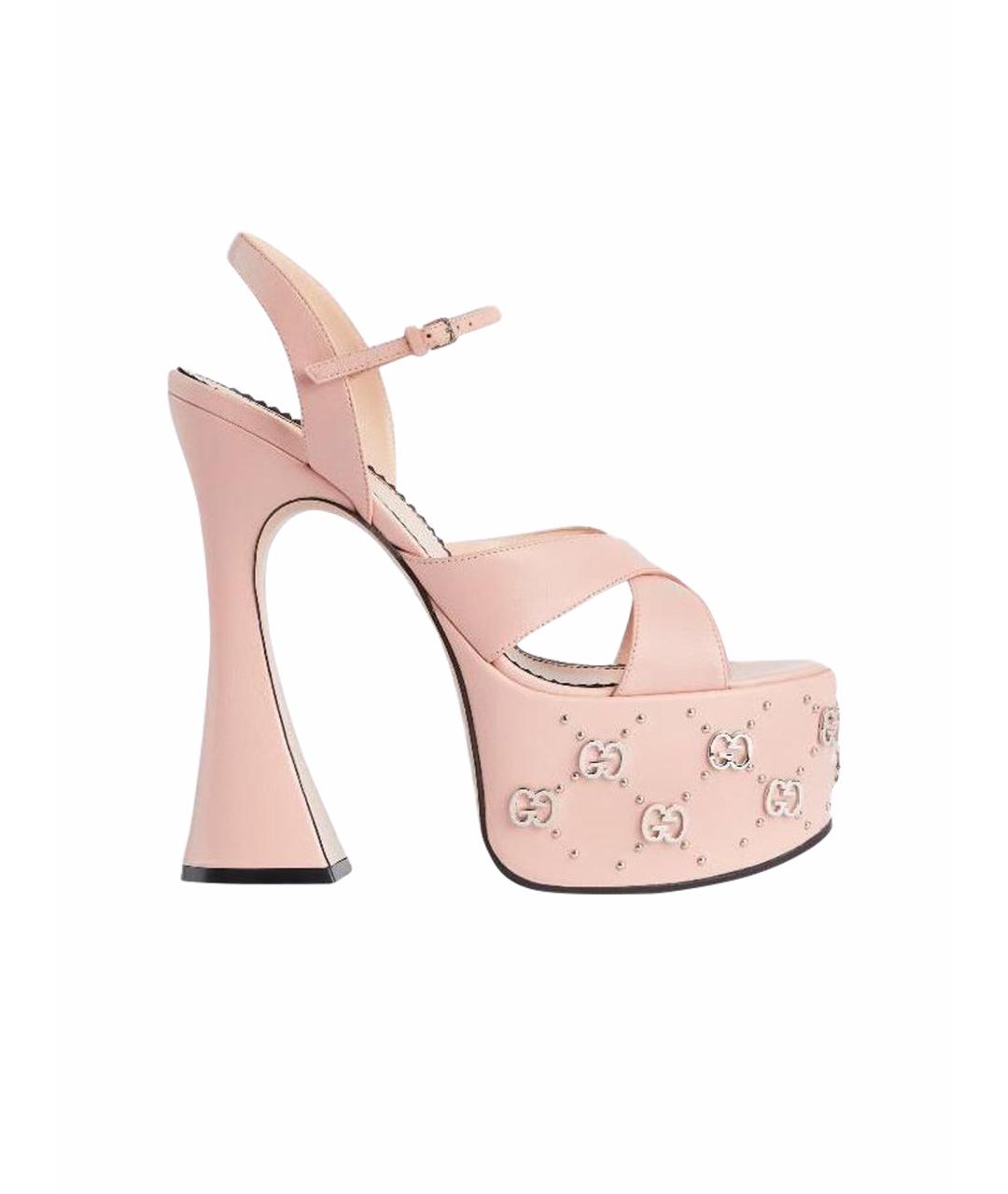 GUCCI Розовые кожаные босоножки, фото 1