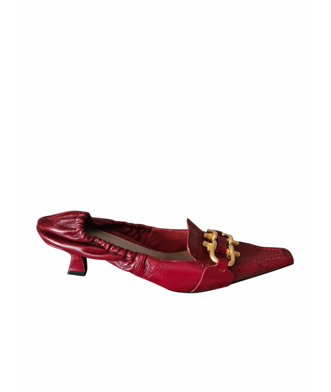 BOTTEGA VENETA Бордовые кожаные туфли, фото 1