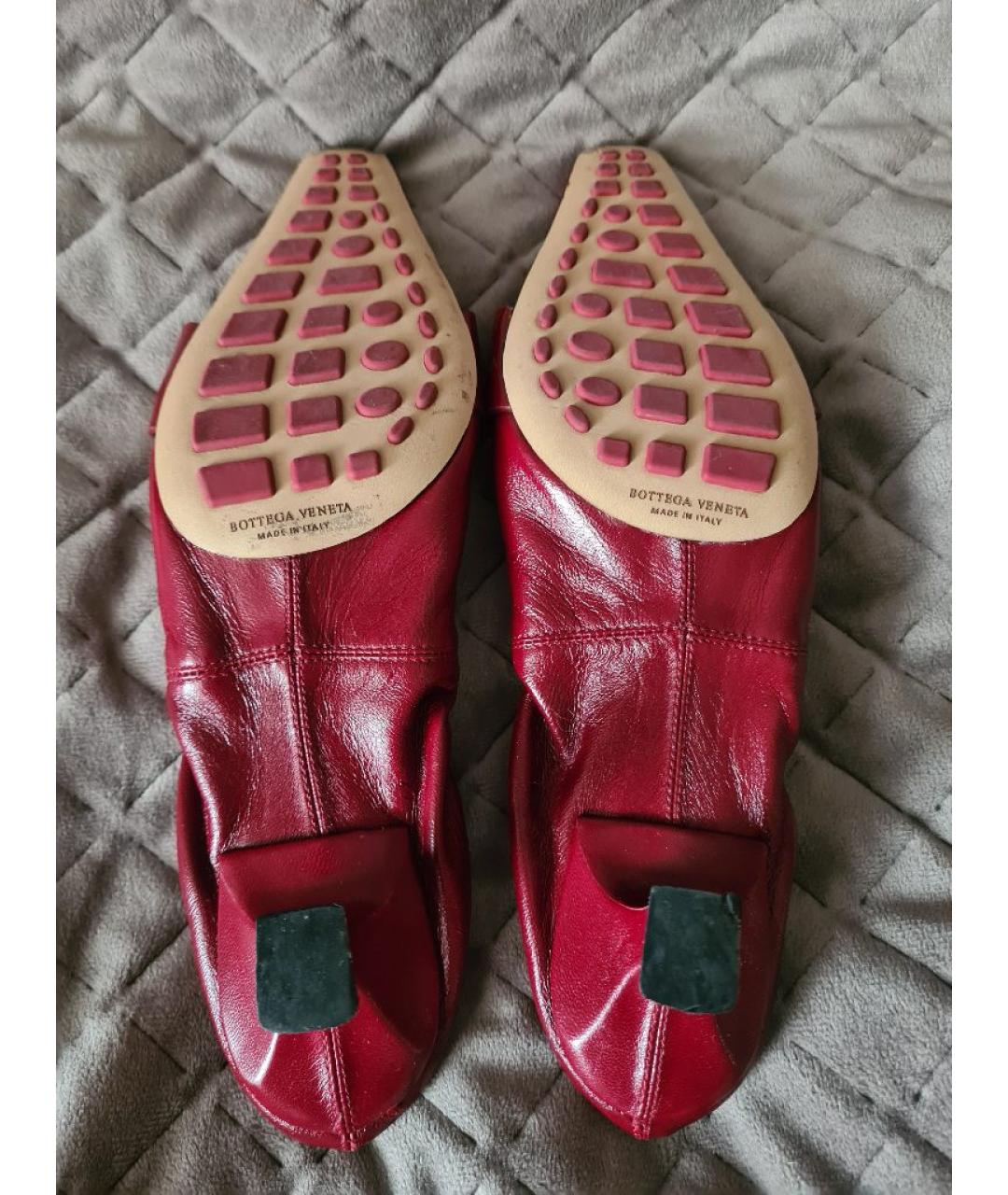 BOTTEGA VENETA Бордовые кожаные туфли, фото 4