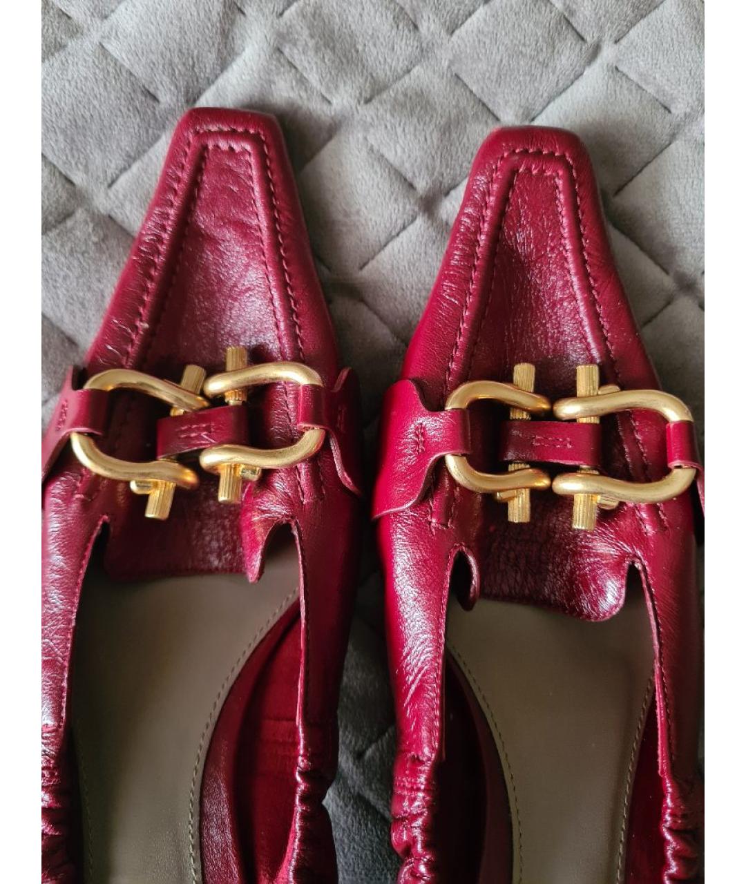 BOTTEGA VENETA Бордовые кожаные туфли, фото 5