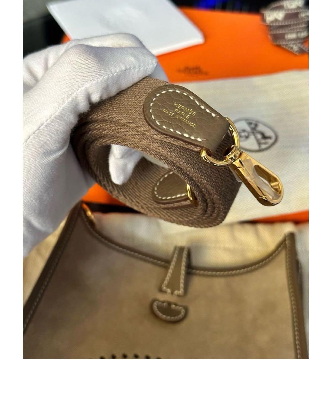 HERMES Коричневая замшевая сумка с короткими ручками, фото 5
