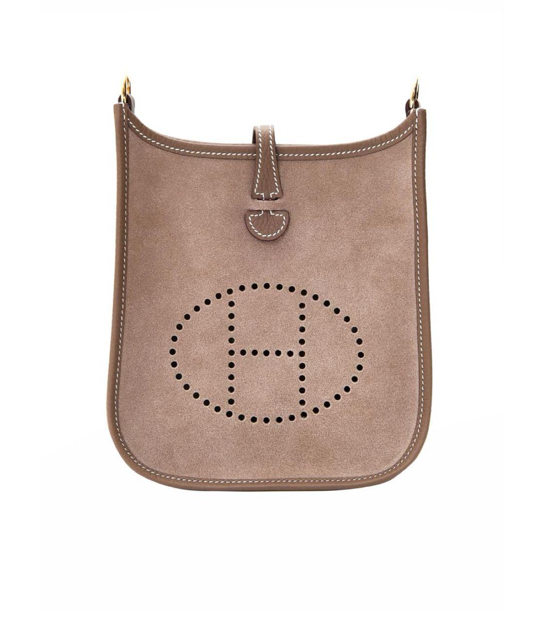 HERMES Коричневая замшевая сумка с короткими ручками, фото 1