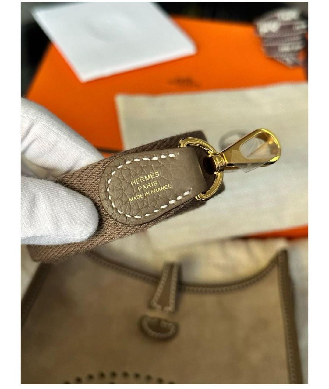 HERMES Коричневая замшевая сумка с короткими ручками, фото 6