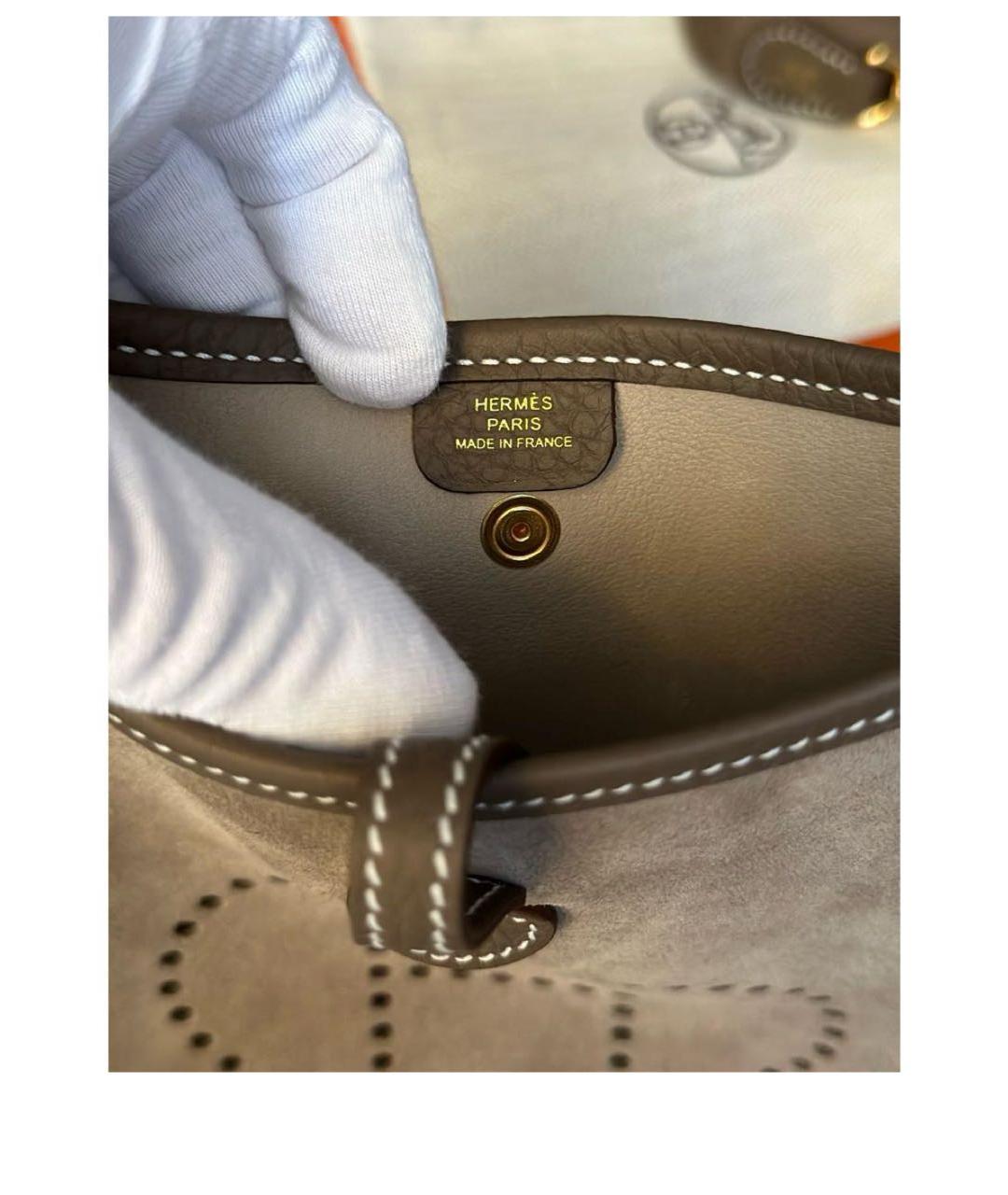 HERMES Коричневая замшевая сумка с короткими ручками, фото 4