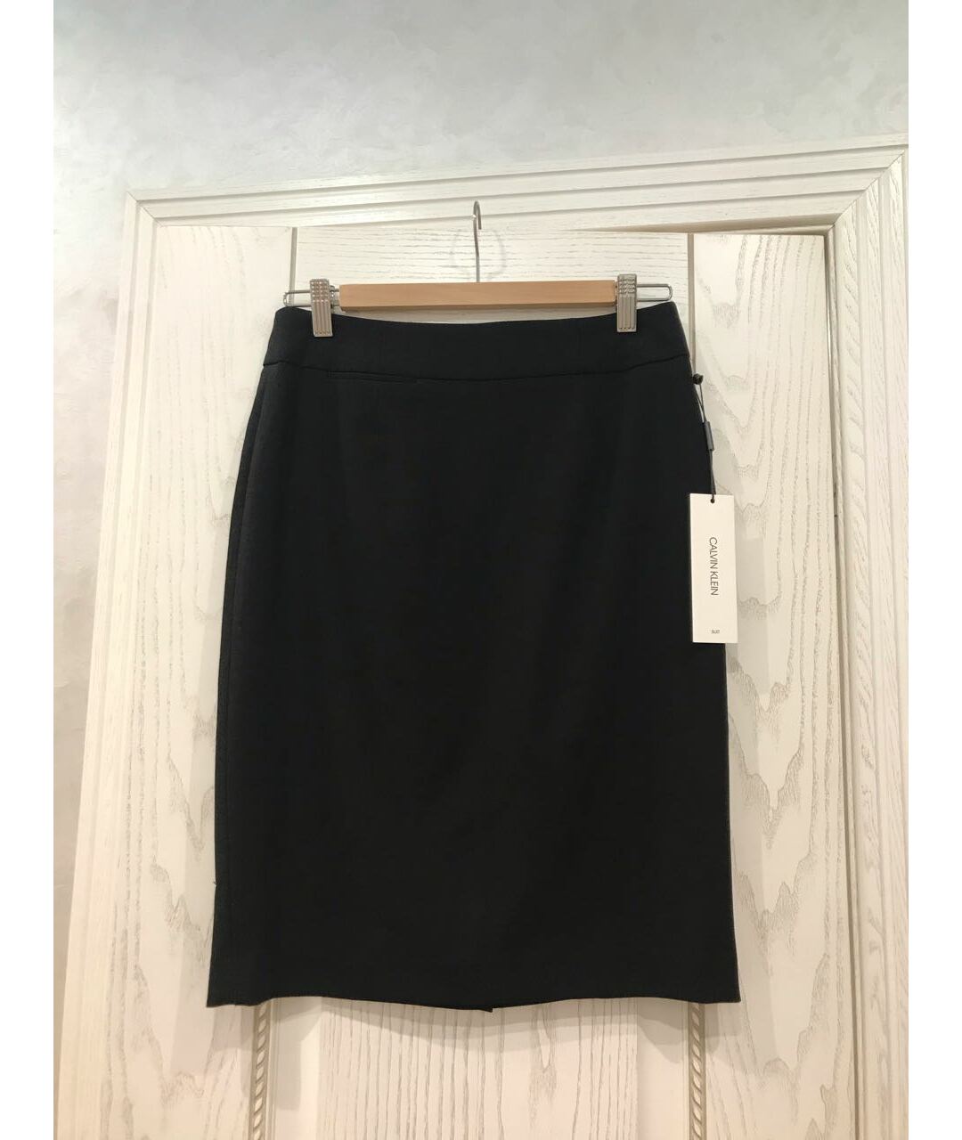 CALVIN KLEIN Черная полиэстеровая юбка миди, фото 6