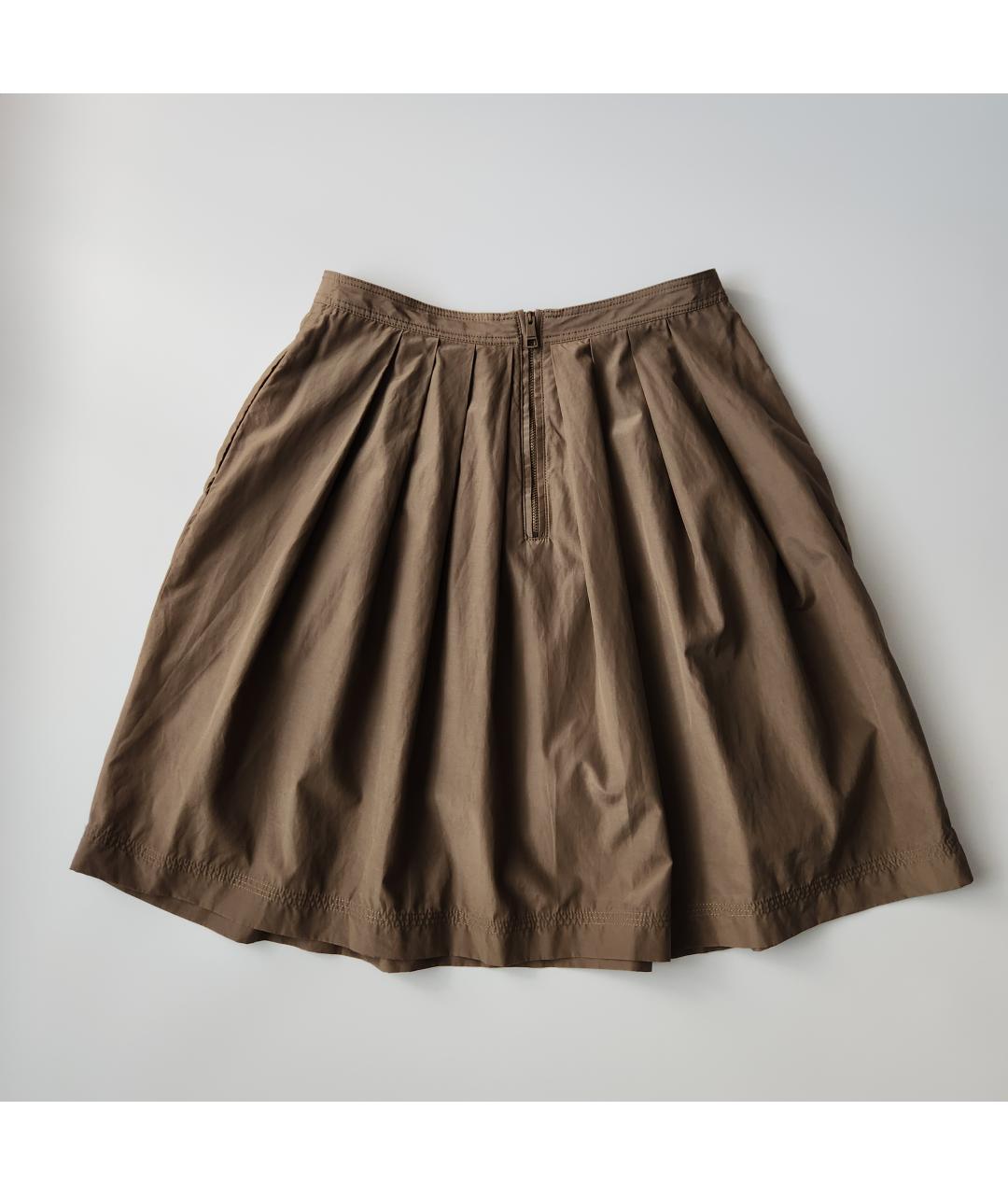 BURBERRY Бежевая шелковая юбка миди, фото 2