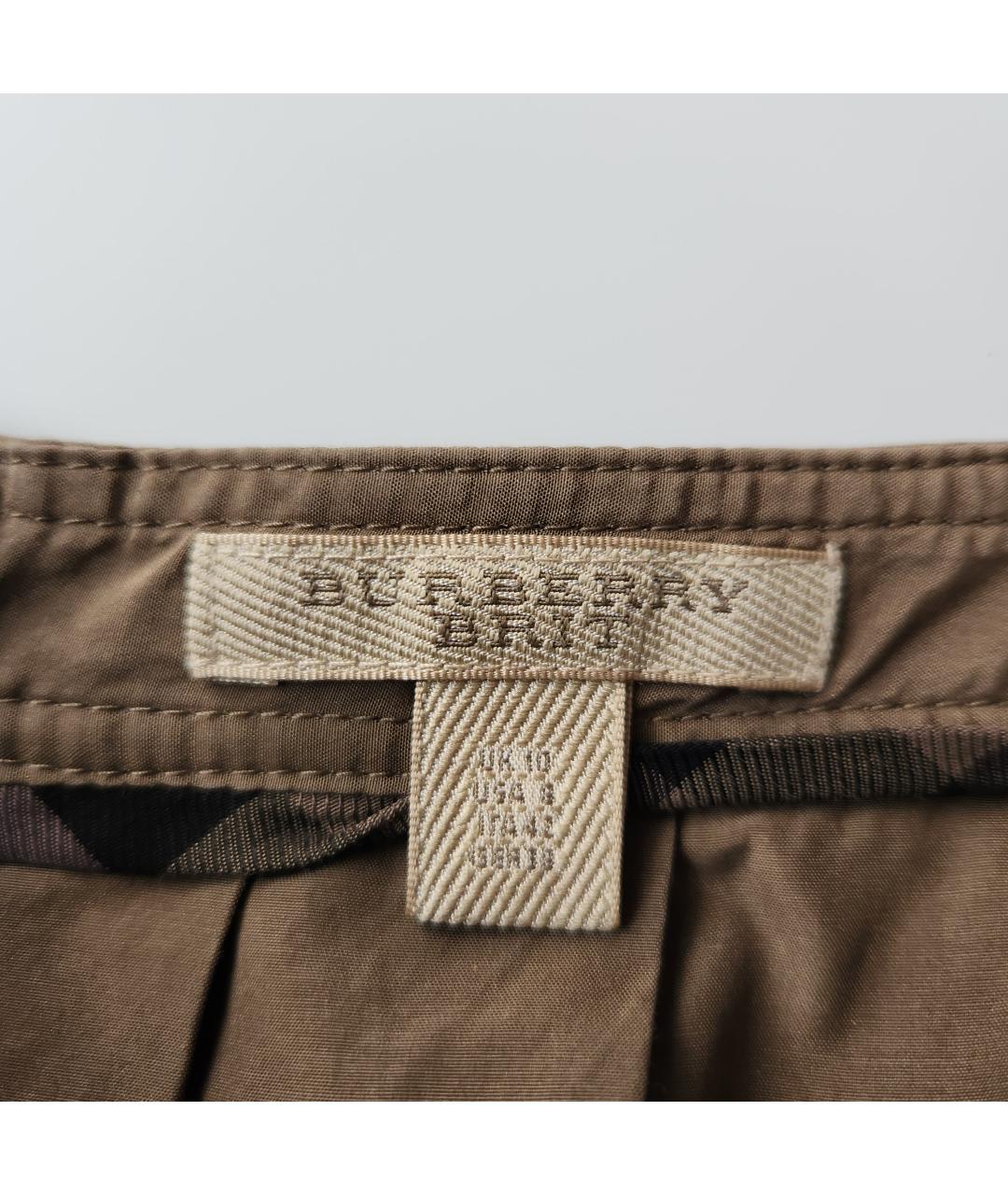 BURBERRY Бежевая шелковая юбка миди, фото 3