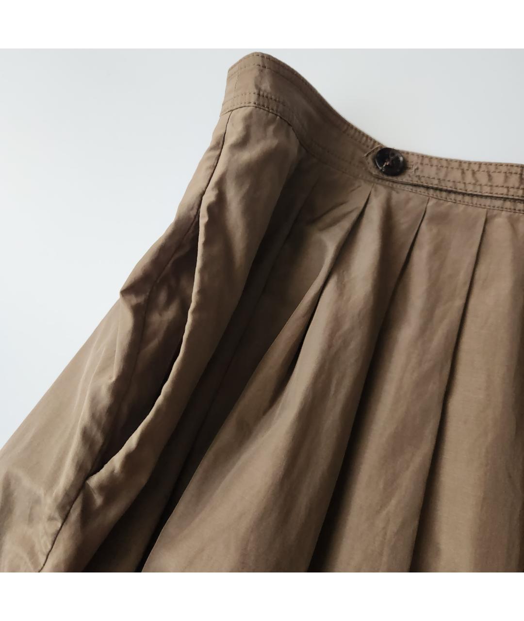 BURBERRY Бежевая шелковая юбка миди, фото 4