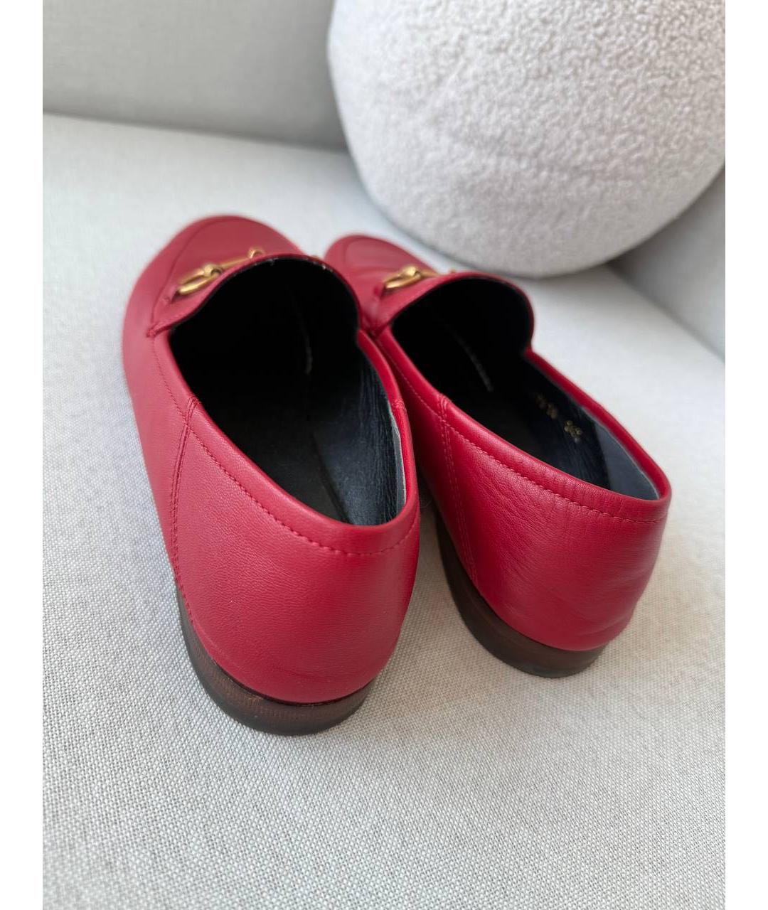 GUCCI Красные кожаные лоферы, фото 4