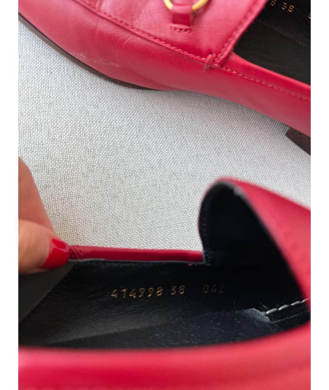 GUCCI Красные кожаные лоферы, фото 7