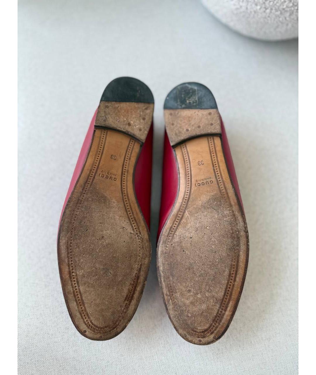 GUCCI Красные кожаные лоферы, фото 6