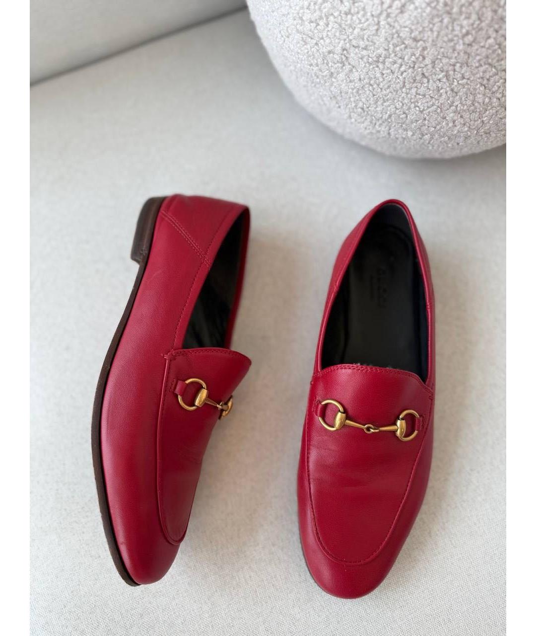 GUCCI Красные кожаные лоферы, фото 8