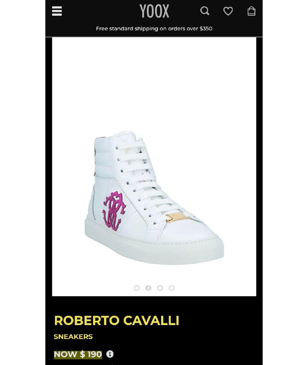 ROBERTO CAVALLI Белые кожаные кеды, фото 2