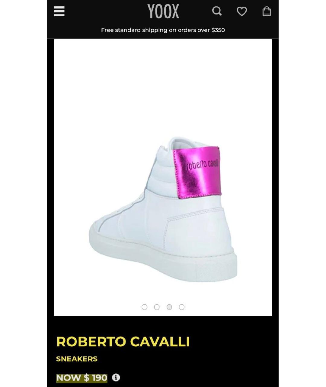 ROBERTO CAVALLI Белые кожаные кеды, фото 3