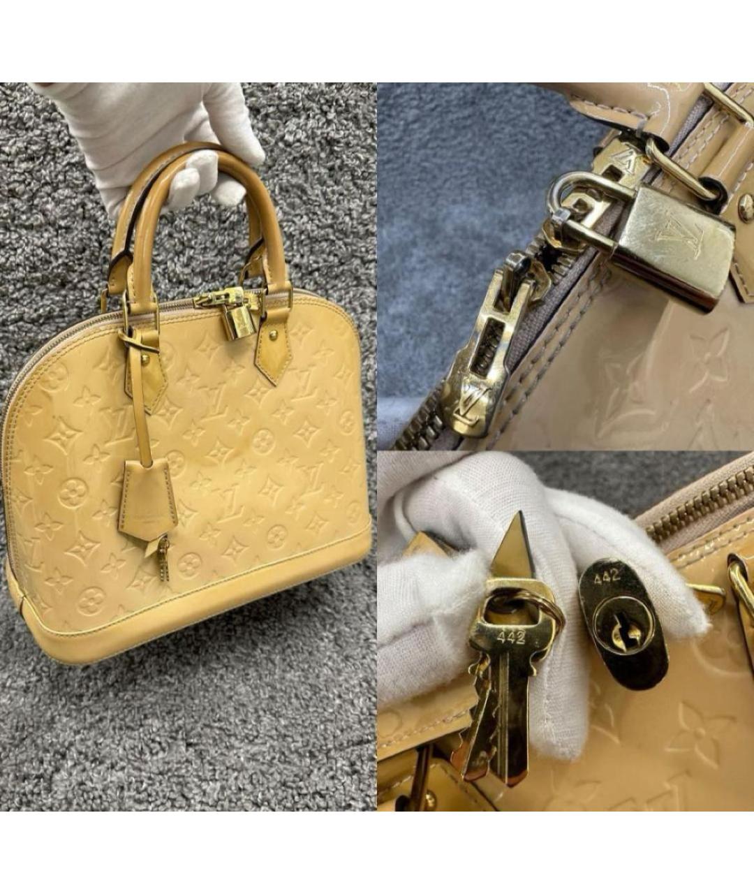 LOUIS VUITTON Бежевая сумка тоут из лакированной кожи, фото 2