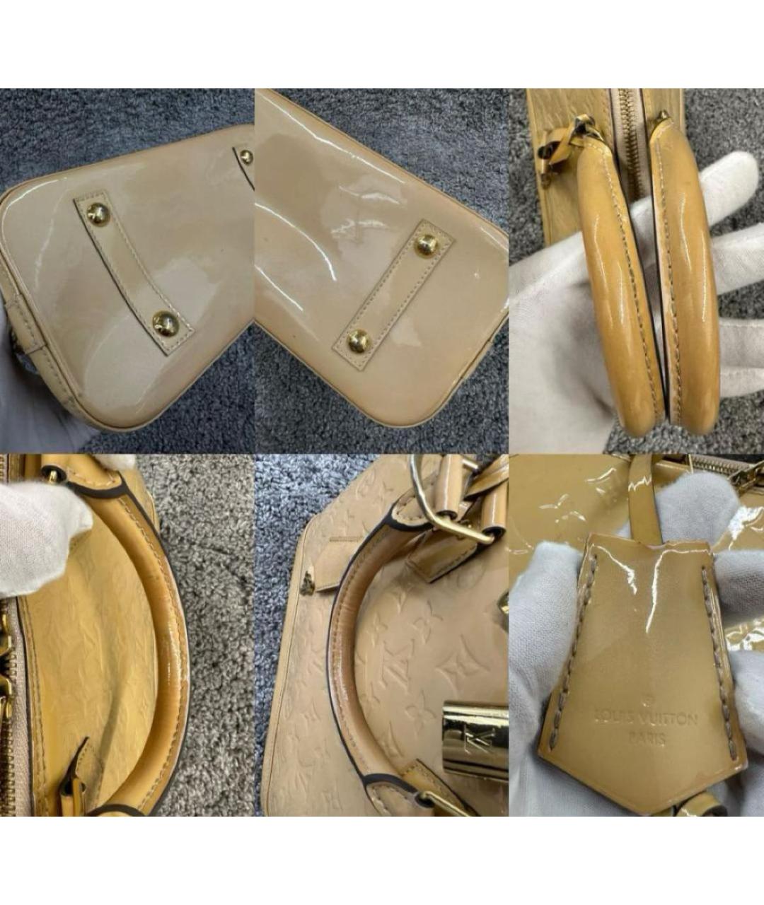 LOUIS VUITTON Бежевая сумка тоут из лакированной кожи, фото 6