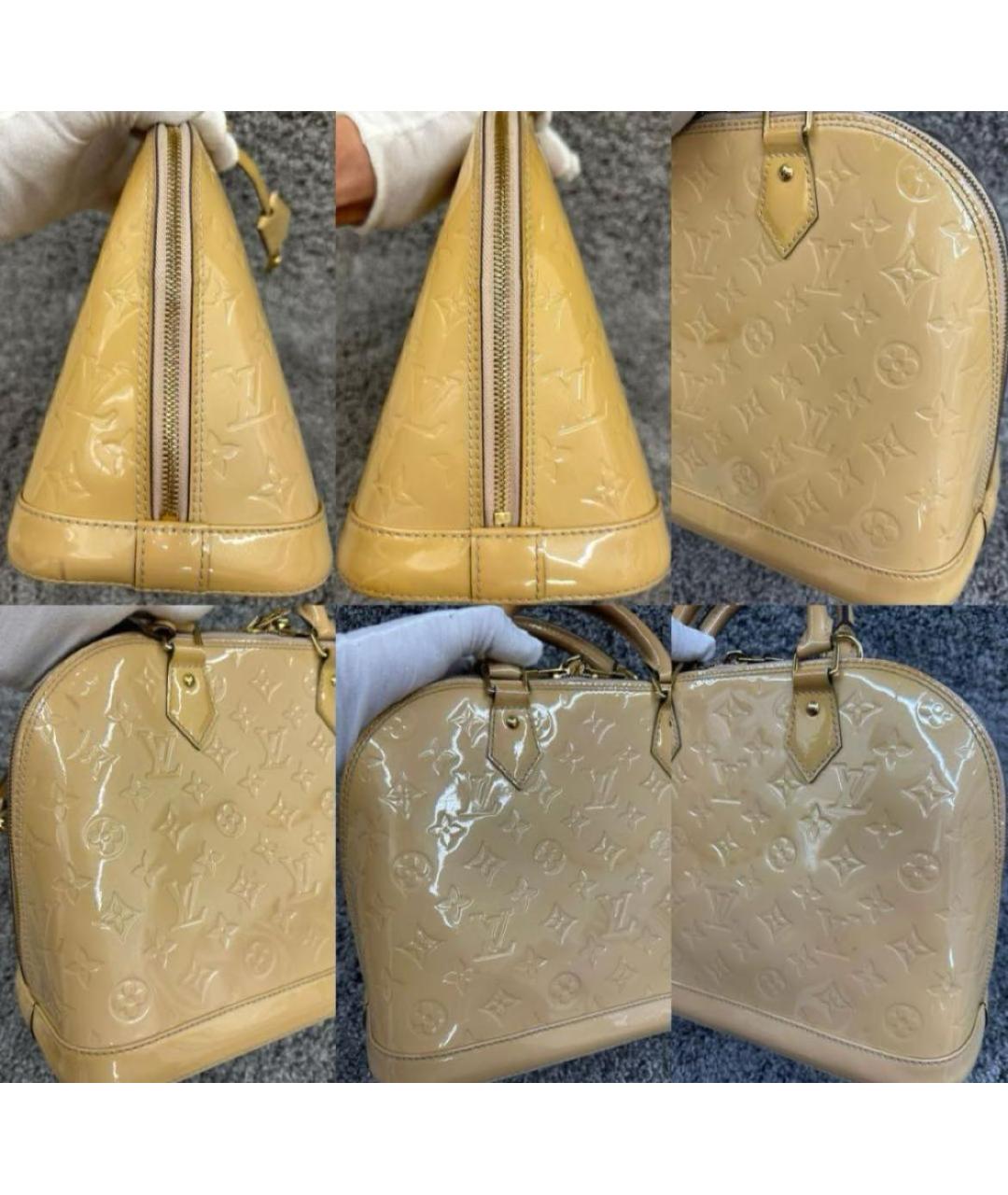 LOUIS VUITTON Бежевая сумка тоут из лакированной кожи, фото 4