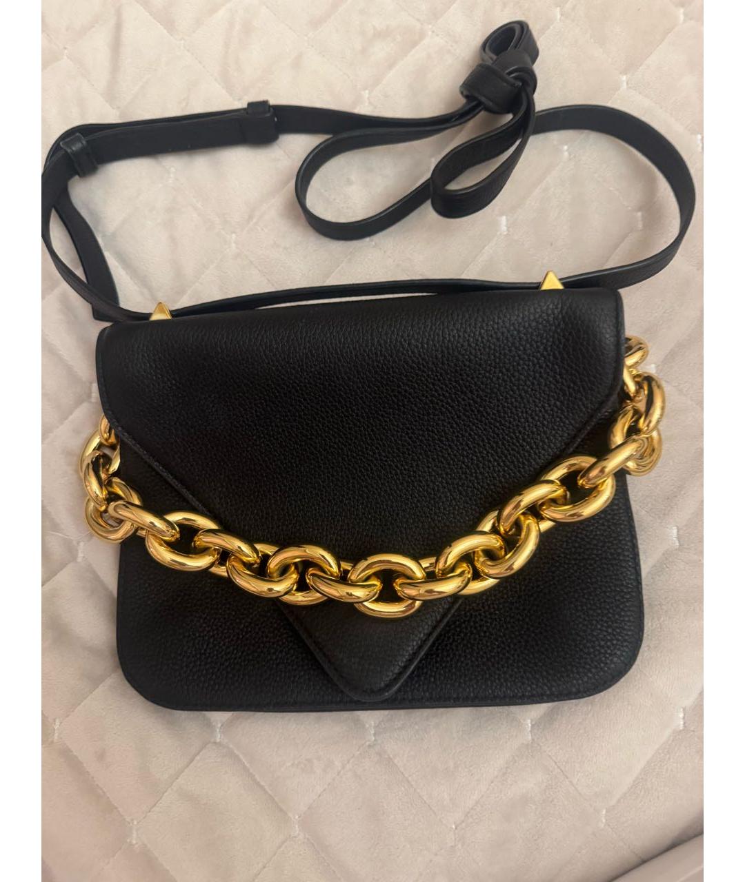 BOTTEGA VENETA Черная кожаная сумка через плечо, фото 9