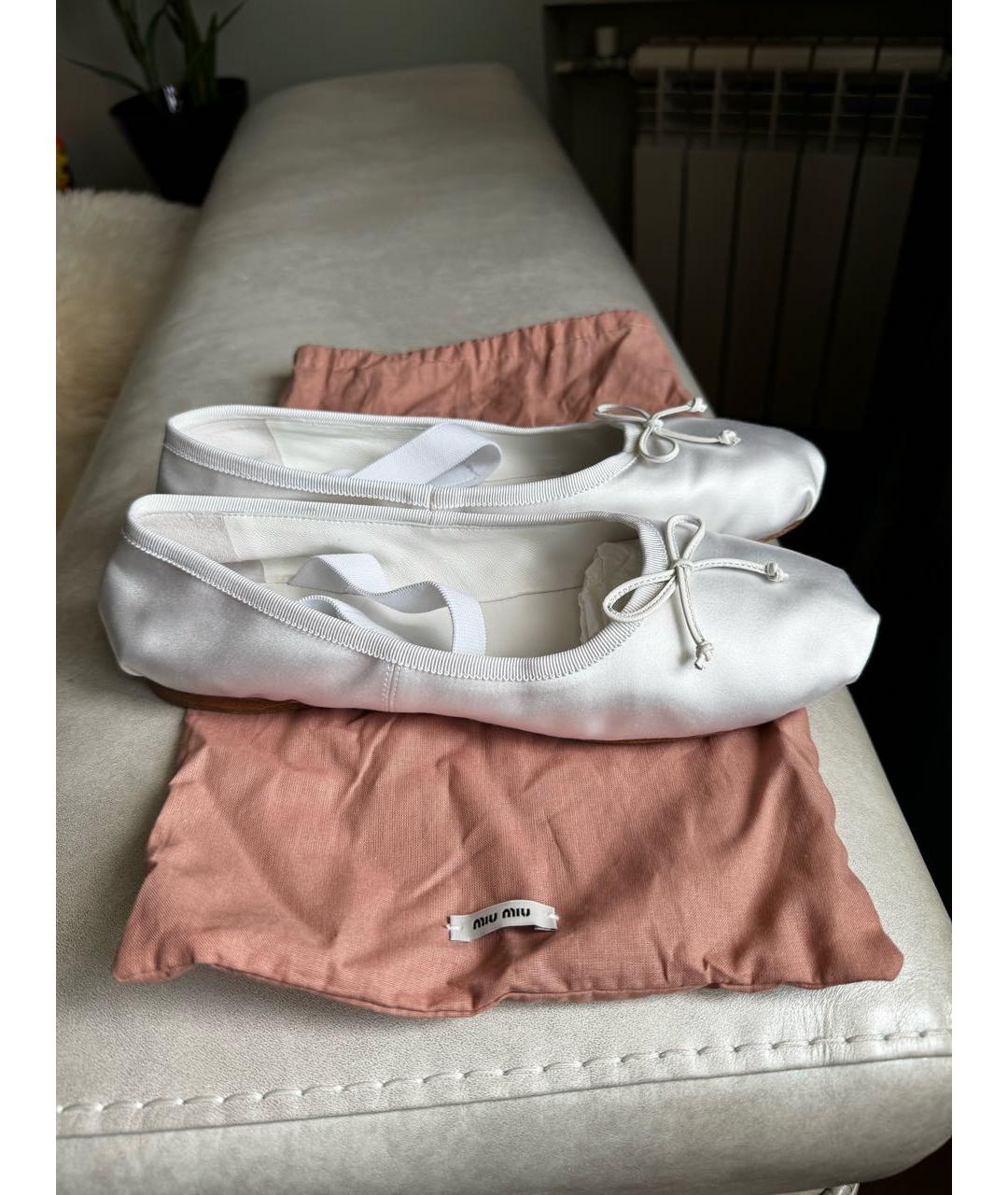 MIU MIU Белые текстильные балетки, фото 7