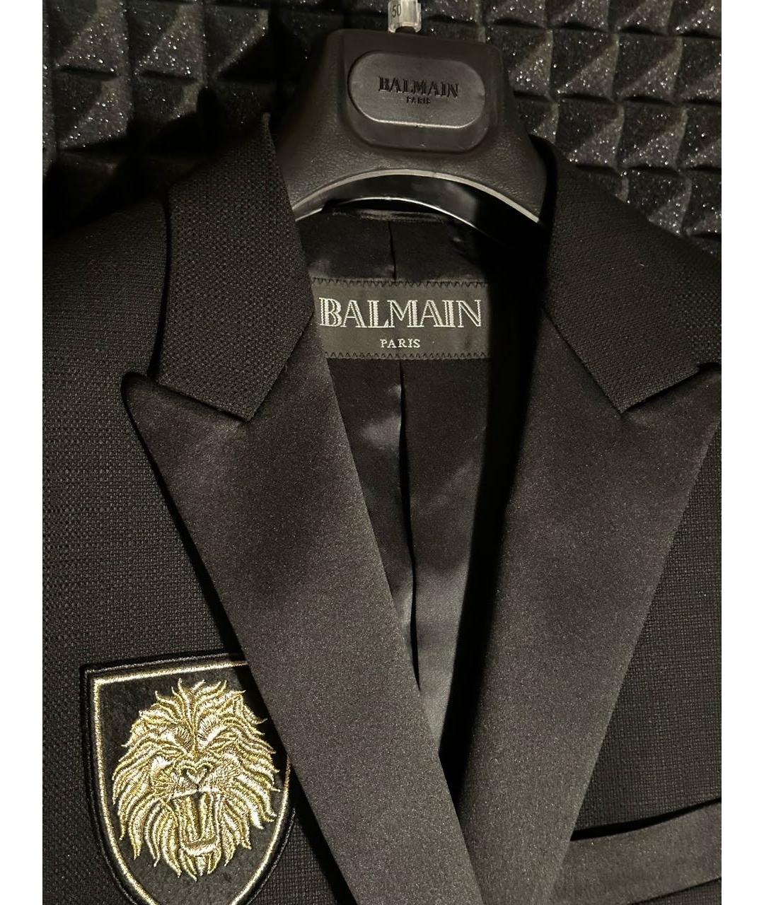 BALMAIN Черный шерстяной пиджак, фото 4