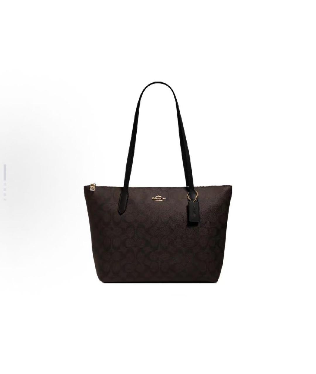 COACH Коричневая кожаная сумка тоут, фото 4