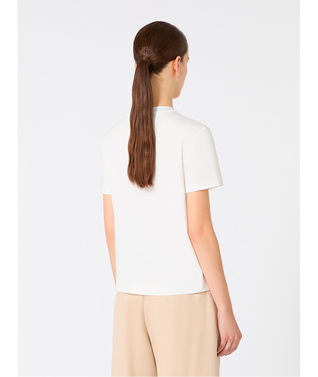MAX MARA Белая хлопковая футболка, фото 4