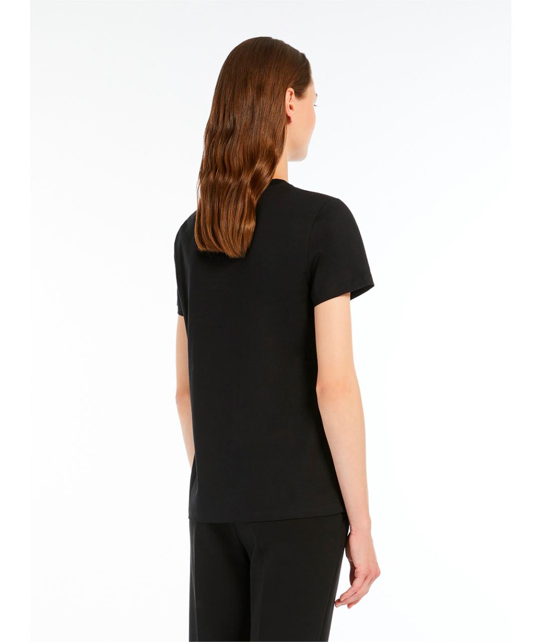 MAX MARA Черная хлопковая футболка, фото 4
