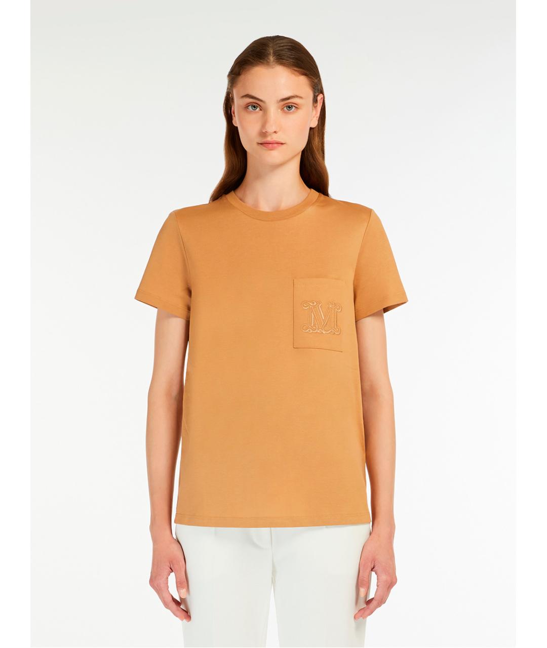 MAX MARA Оранжевая хлопковая футболка, фото 2
