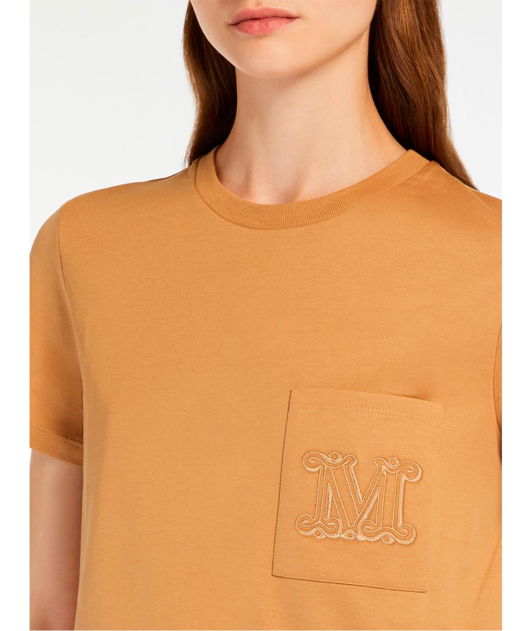 MAX MARA Оранжевая хлопковая футболка, фото 3