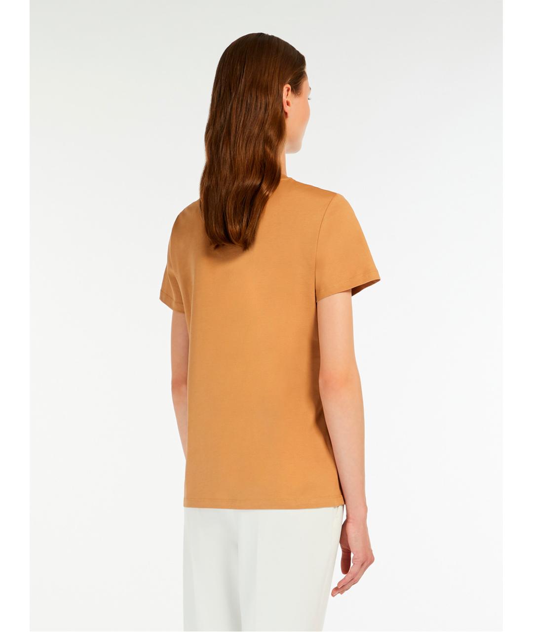 MAX MARA Оранжевая хлопковая футболка, фото 4